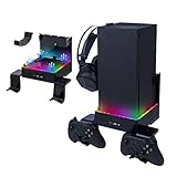 Mcbazel Xbox Series X Wandhalterung mit Kühler, RGB-LED-Kühlsystem Halterung mit einstellbaren Geschwindigkeitsstufen/USB-Ports/Controller Halterungen