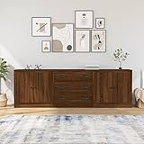 CIADAZ Sideboards 3 STK Kommode Schlafzimmer, Schlafzimmer Möbel, Komodenschrank, Esszimmer Schrank, Buffetschrank, Büromöbel, Braun Eichen-Optik Holzwerkstoff