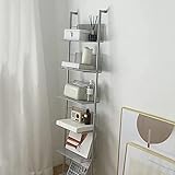 6-stufiges Metall-Bücherregal zur Wandmontage, offenes Regal, Organizer, Pflanzenständer für Zuhause, Büro, Küche, Balkon, Mehrzweck-Lagerregal, Leiterregal, Bücherregal, 6 Drittel, 34 x 15,