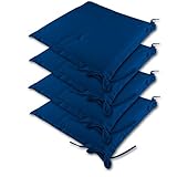 Detex 4er Set Sitzkissen Sydney Outdoor Wasserabweisend 41x37 cm Stuhlkissen Sitzauflage Auflage Gartenstuhl Blau