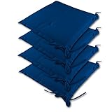 Detex 4er Set Sitzkissen Sydney Outdoor Wasserabweisend 41x37 cm Stuhlkissen Sitzauflage Auflage Gartenstuhl Blau