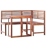 vidaXL Akazie Massiv Gartenmöbel 2-TLG. Gartentisch Eckbank Bank Sitzgruppe