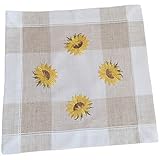 matches21 Tischdecke Mitteldecke Sonnenblumen Streifen beige Bunte Stickerei Tischwäsche 1 STK 35x35 cm Leinenoptik