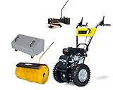 TEXAS Profi Kehrmaschine Benzin 80cm Combi 800TG Set 4in1 Schneekehrmaschine Motorbesen Laubsammler Trimmer Schneeräumer mit Radantrieb | 5,7PS | 4+1 Gänge | inkl. Kehrbürste + Sammelbehälter +Trimmer