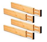 Utoplike Schubladentrenner Verstellbar Bambus Schubladenorganizer Küche, gefedert, kleiderschrank organizer, Badezimmer,Babyschublade, Schreibtisch (4er-Pack) schubladen ordnungssystem