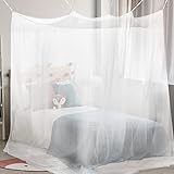 opamoo Moskitonetz Einzelbett, Fliegennetz Mückennetz mit 6 Aufhängepunkten, Tragbares Mückennetz Bett für Einzelbett mit 1 Öffnungen - 100x200x200cm, Weiß