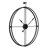 LW Collection Wanduhr XL Alberto schwarz 80cm - Wanduhr minimalistisch - Industrielle Wanduhr Leises Uhrwerk