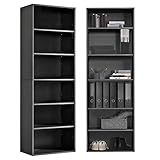 mokebo® Bücherregal Schwarz, Grau BZW. Anthrazit aus Holz 'Der Bücherwurm', Schuhregal, Holzregal, Standregal fürs Wohnzimmer, Büro, Kinderzimmer, Regal groß für die Wand mit Stauraum, 60cm Breite