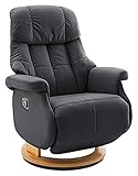 Robas Lund Sessel Leder Relaxsessel bis 130 Kg TV Sessel, Relaxer Fernsehsessel Echtleder schwarz, Calgary Comfort L