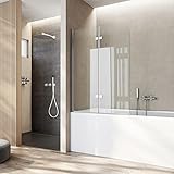 Heilmetz 2-teilig Badewannen Duschwand 120 x 140 cm Badewannenaufsatz Duschabtrennung Badewanne Duschtrennwand für Badewanne Faltwand aus 6mm Nano ESG Sicherheitsglas