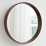 NOALED 24' runder Spiegel mit Holzrahmen, kreisförmiger Spiegel, dekorativer rustikaler Wandspiegel, Bauernhaus-Badezimmerspiegel, wandmontierter Dekor-Kosmetikspiegel