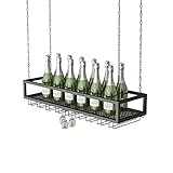 Weinregal Bar Restaurant Hängende Weinflaschenregale, Metall Eisen Champagner Stemware Gläser Lagerregal Decke Höhenverstellbar Weinglashalter Für Zuhause Küche Heimdekoration (120x25x2