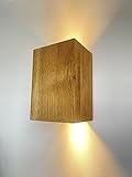 Blockholz-Schmiede Eichen LED Wandleuchte Innen - Wandlampe für Flur, Treppenhaus, Schlafzimmer - Inklusive Leuchtmittel