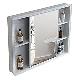 Schiebetür-Spiegelschrank Space-Aluminium-Spiegelschrank Badezimmer-Spiegelschrank Integrierter Aufbewahrungsschrank Wandspiegelschrank (Color : White, Size : 90 * 13 * 70cm)