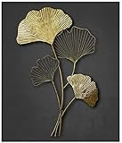 ZEYA Wanddeko Metall Gingko, 46 x 75 cm, 3D Deko gold, Wanddeko Blätter, Wohnzimmer Dekoration, attraktives Geschenk zum Geburtstag