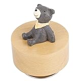 Spieluhr aus Holz, Spieluhr für, Tier-Stil, Holzmaserung, Robustes, Langlebiges Uhrwerk Zur Dekoration (Kleiner Bär)