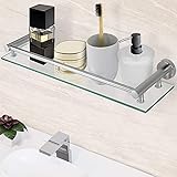 Glasablage für Bad, inkl. Montagematerial - Badablage, Glasregal, Wandregal, Badezimmerregal, Bad Accessories Wandmontage, Aluminium, gehärtetes Glas, Breite: 50cm
