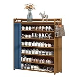 EVepes Schuhregale 7-stufiger Schuhregal-Organizer für 25 Paar Schuhe, freistehender Schuhschrank aus Holz, staubdichter Schuhschrank mit Vorhang Aufbewahrungsorganisator