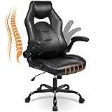 BASETBL Bürostuhl ergonomisch 150kg mit klappbaren armlehnen, Gaming PC Stuhl mit breite sitzfläche, Chefsessel, Drehstuhl mit hoher Rückenlehne und hochklappbarer Rollen