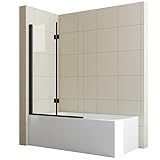 WOWINNE Duschwand für Badewanne 100x140 cm Faltbar Duschwand 2-teilig Duschtrennwand Duschabtrennung Badewanne mit 6mm NANO ESG Sicherheitsglas