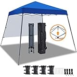 Yaheetech 3x3m Pop Up Pavillon Faltpavillon Wasserdicht mit 1 Seitenwand, One Push Gartenpavillon mit Tragetasche, UV-Schutz, Faltbar Zelt für Camping, Festivals, Partys, Blau