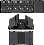 Bluetooth-Tastatur, faltbar, mit Touchpad, kabellose Falttastatur (Bluetooth-Verbindung + USB-Kabelverbindung) mit Mac, iOS, Android, Windows (schwarz)