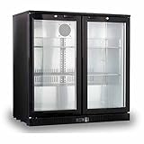 METRO Professional Barkühlschrank GBC3002, verzinktes Blech, Aluminium und Sicherheitsglas, 198L, 160W, 220-240V, Temperaturbereich: 0 bis +10°C, Schloß, schwarz für Gastronomie, Bar, Restaurant