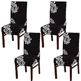 Tavie Esszimmer Stuhlhussen 4 Stück Dehnbar Schonbezügen Esszimmerstuhl Abdeckung Elastische Dehnbare Hussen Stühle Elasthan Deckt Schutz Für Hotel Party Hochzeit Schwarz-weißer Flügel