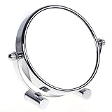 HIMRY Designed Kosmetik Spiegel/Kosmetikspiegel, 360° drehbar. zweiseitig: normal und 10 - Fach Vergrößerung. Standspiegel, Rasierspiegel, Badezimmerspiegel. verchromten, KXD3104-10x