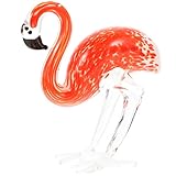 Glas-Flamingos-Figur, geblasene Kunst, Glasskulptur, dekorative Tierstatue, Kunstvogel, Sammlerstück, Geschenk, Desktop-Mittelstück for Hochzeit, Geburtstag, Party, Dekoration, rosig (Color : Orange