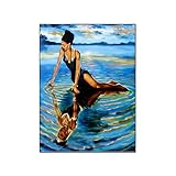 HOWDA Abstrakte Bilder Leinwand Sexy Mädchen im Ozean Reflexion Bild Moderne Bild Küste Weibliche Wand Bilder Dekoration Leinwand Bild Poster (40x60cm Kein Rahmen)