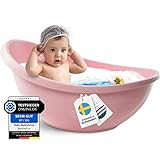 BabybeFun Baby Badewanne mit Badewanneneinsatz für Neugeborene [Testsieger] Rutschfest Babybadewanne für Babys und Kleinkinder [0-12 Monate] Babywanne für Dusche Badewanne Rosa | Farbe wählen…