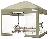 Quictent Transparentes Zelt, 3 x 3 m, Ez Pop-Up-Baldachin mit Seitenwänden, sofortiger Outdoor-Pavillon, Unterschlupf, wasserdicht (Khaki)