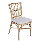 Casa Moro Rattanstuhl Imelda mit Kissen Esszimmerstuhl aus Natur-Rattan handgeflochten | Qualität Korb-Stuhl Korb-Sessel Retro-Stuhl für Garten Terrasse Esszimmer | CF3057