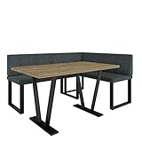 Eckbank Akiko Metal mit Tisch - Eckbankgruppe für Ihrem Esszimmer, Küche modern, Sitzecke, Essecke. Perfekt für Küche, Büro und Rezeption. Solide und Starke Verarbeitung. (INARI 96, 196x142 rechts)