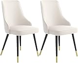 Modernes Küchen-Esszimmerstuhl-Set Küche Esszimmerstühle 2er Set Wasserdichter PU-Leder-Seitenstühle mit Metallbeinen, Küche, Wohnzimmer, Lounge, Thekenstühle (Farbe: Weiß, Größe: Schwarz Gold Fee