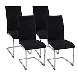 Albatros Freischwinger Stuhl LUGANO 4er Set, Schwarz - Esszimmerstuhl Schwingstuhl mit Modernem Design, Stoff-Bezug, Dicke Polsterung - Küchenstuhl, Polster-Stuhl Esszimmer, Esstisch Stuhl