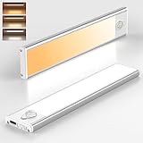 Schrankbeleuchtung LED mit Bewegungsmelder 2 Stück,350lm 78 LEDs 3 Farben Dimmbare, Schranklicht LED Leiste USB Wiederaufladbar Batterie Nachtlicht mit Bewegungsmelder, Küchenlampen,Sensor Licht(20cm)