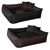 BedDog® 2in1 Hundebett MAX Quattro, großes Hundekörbchen aus Cordura, waschbares Hundebett mit Rand, Hundesofa für drinnen, draußen, XXL, Mocca, schwarz-braun