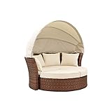 Liegeinsel Miami Wassergras Karamell Strandliege Sonnenliege Sunlounger Gartenliege Liege Polyrattan