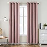 CUCRAF Vollverdunkelnde Fenstervorhänge 213,4 cm lang, Kunstleinen-Optik, wärmeisolierte Ösenvorhänge für Schlafzimmer, Wohnzimmer, 2er-Set (132,1 x 213,4 cm, Rosa)