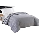 Laneetal 0180007, Tagesdecke Bettüberwurf Steppdecke Patchwork Flanelle Wendedesign Kariert, Bettdecke Stepp Decke Doppelbett unterfüttert und Gesteppt, Grau-Hellgrau Patchwork, 170x210 cm