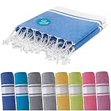 Twinzen - Fouta Badetuch groß 100x200 cm Royalblau - 100% Baumwolle Oeko-TEX - Luxus Strandtuch XXL - Hamamtuch groß - Saunatuch hochwertig - Handtuch Wellness Badtextilien