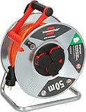 Brennenstuhl Garant S V2 IP44 Kabeltrommel 50m outdoor (Made in Germany, Kabel in schwarz, Stahlblech, kurzfristiger Einsatz im Außenbereich)