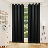 Yayun Art Schwarze Verdunkelungsvorhänge für Wohnzimmer, Fenster, Schlafzimmer, Ösen, wärmeisolierte Raumverdunkelungsvorhänge, Set mit 2 Paneelen, 2 x 168 x 272 cm/(B x L), extra Lange Vorhänge