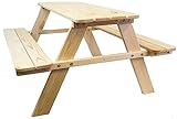 Kistenkolli Altes Land Sitzbank für Kinder 90x90x48cm Gartenbank Garnitur mit runden Ecken Platz für bis zu Vier Personen 100kg Gesamtbelastung (Natur)