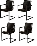 SAM 4er Set Esszimmerstuhl Parzivo, Kunstlederbezug schwarz, Armlehnstuhl im Industrial-Stil, Schwingstuhl mit Eisen-Fuß