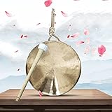 DOOKAA Chinesischer Gong Gong Mini-Gong Singender Gong mit Schlägel, 22 cm, chinesisches traditionelles dekoratives Messing-Schlaginstrument für Zuhause, Büro, Auftritte(Color:28cm,Size:)