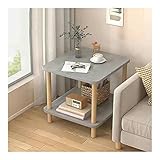 BIENKA 2-Tier End Table Square Side Table Couchtisch Mit Storage Shelf Holzoptik Akzent Tisch for Wohnzimmer, Schlafzimmer (Color : Grau)