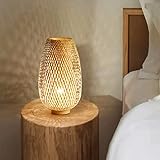 GUANSHAN Geflochtene Bambus-Tischlampe Bambus gewebte dekorative Tischlampe Dekorative Leuchte Tischbeleuchtung Reiner natürlicher Bambus für Schlafzimmer und Wohnzimmer, Stil 2